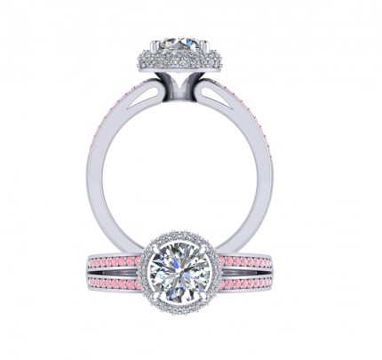 Bespoke Design Argyle Diamond Round Brilliant Diamond Ring in Platinum 950 AU - Main View